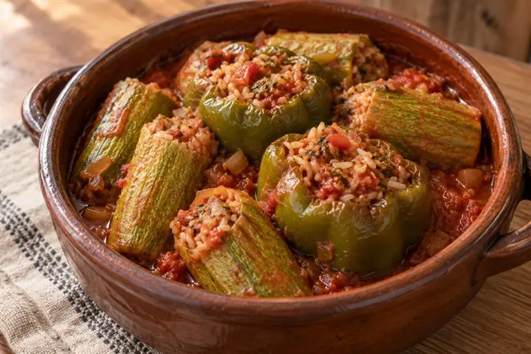 Mahshi Peppers & Zucchini (Stuffed Vegetables)