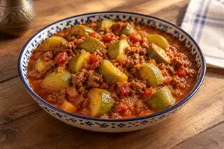 Zucchini Idam (Zucchini & Minced Meat Stew)