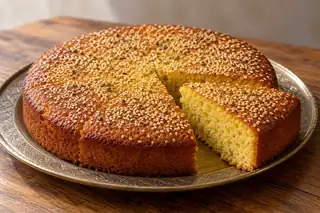 Qirs Oqaili (Saudi Saffron Cardamom Cake)
