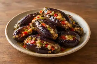 Betengan Mekhalel (Pickled Stuffed Eggplant)