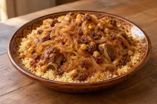 Couscous bil Bosla (Libyan Couscous with Sweet Onions)