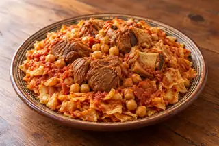 Chakhchoukha (Algerian Torn Flatbread Stew)