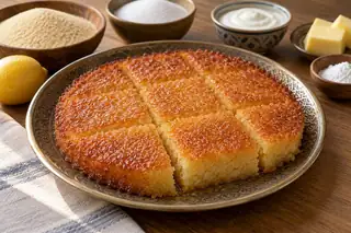 Basbousa (Semolina Syrup Cake)