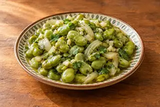 Green Fava Beans in Olive Oil